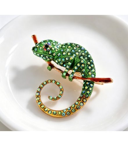 XSB275 - Diamond Colorful Chameleon Brooch